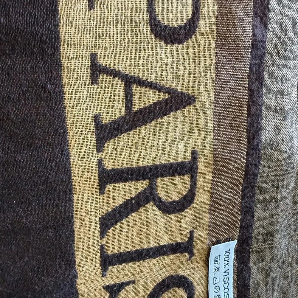 PARIS SCARF SHAWL WRAP VISCOUS BROWN BEIGE FRINGES EIFFEL  TOWER ARC DE TRIOMPHE